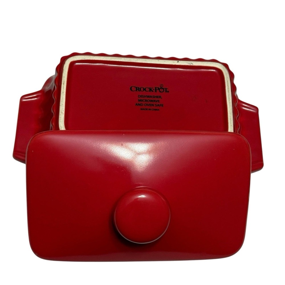 Crock-Pot Red Mini Casserole Dish w Lid 8" Loaf Baker Oven Safe - Picture 4 of 8